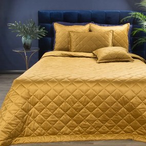 EUROFIRANY Elegantný vlnený prehoz na posteľ z kvalitného zamatu s výrazným leskom 220 cm x 240 cm zlatá 100 % polyester Rozmery textílií: 220 cm x 240 cm
