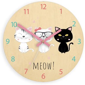 Dětské nástěnné hodiny Ami Koťata 30 cm vícebarevné