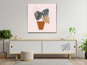 Gario Diamantové maľovanie Boho monstera Rozmery: 50 x 50 cm, Rámovanie: S vnútorným rámom, Diamanty: Štvorcové
