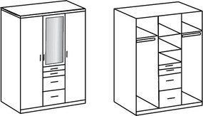 Šatníková skriňa Aachen, 135 cm, dub san remo