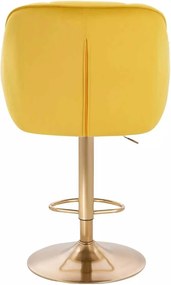 LuxuryForm DESIGN Barová stolička AVOLA VELUR na zlatom tanieri - žltá