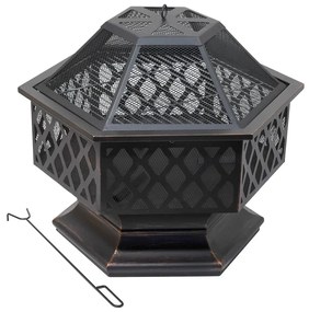 Prenosné ohnisko na drevo s roštom čierna/patina