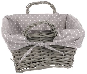 Prútený kôš s látkou sivá, 35 x 25 x 13 cm