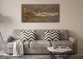 Led obraz hory, les a jazero na batériu