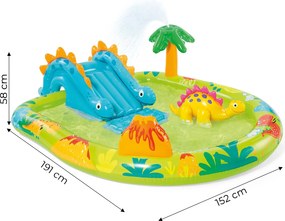 Detské nafukovacie ihrisko s bazénom a fontánou so šmykľavkou pre dinosaurov INTEX 57166