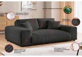 Tmavosivá menčestrová pohovka 213 cm Justin – Ropez