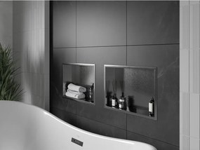 Mexen X-Wall-R, polica na zapustenie s prírubou  45 x 30 cm, grafitová matná - 19E0453010