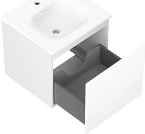 Mexen Orio, kúpeľňová skrinka 50 cm s umývadlom Vela, 1 zásuvka, biela matná, 91A10-05047-1-BF01-W23M01