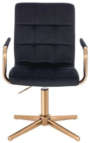 LuxuryForm DESIGN Stolička VERONA GOLD VELUR na zlatom kríži - čierna