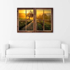 Obraz na plátně Okno se západem slunce - 120x80 cm