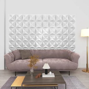 3D nástenné panely 48 ks 50x50 cm origami biele 12 m²