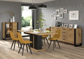 Jedálenský  stôl Nulakka I (dub artisan + matná čierna) (pre 6  až 8 osôb). Akcia -21%. Vlastná spoľahlivá doprava až k Vám domov. 1124855