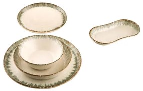 27-dielna jedálenská súprava, béžovo-hnedá, porcelán