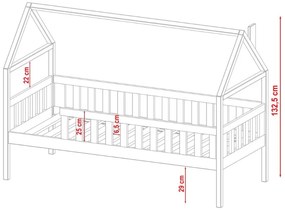 Detská domčeková posteľ z masívu borovice DIANA so šuplíkmi - 200x90 cm - BIELA