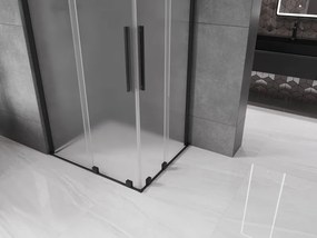 Mexen Velar Duo, sprchový kút s posuvnými dverami 90 x 80 cm, 8mm sklo námraza, čierna matná, 871-090-080-32-70