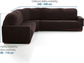 Super strečové poťahy NIAGARA čokoládová rohová sedačka (š. 340 - 540 cm)