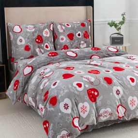 Obliečky mikroplyš CHRISTMAS HEART sivé Rozmer obliečky: 2 ks 70 x 90 cm | 200 x 220 cm