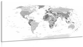 Obraz čiernobiela mapa s názvami - 100x50