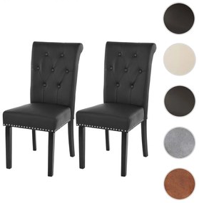 2x Jedálenská stolička Chesterfield 2 - koženka, tmavé nohy - Čierna