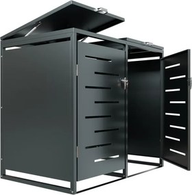 Kovový prístrešok pre 2 popolnice, antracit, 132×116×80 cm