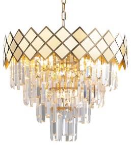 Luster Carisma II, 1x krištáľové/zlaté kovové tienidlo, (fi 50cm), g