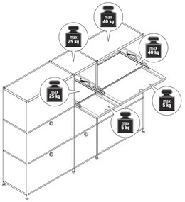 Komoda »CN3« s 9 výklopnými dvierkami, sivá