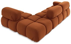 Oranžová zamatová modulárna rohová pohovka (pravý roh) Lokua – Makamii