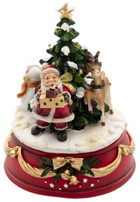 Hracia skrinka Santa sa stromčekom, sobom a snehuliakom - Ø 10 * 14 cm