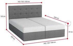 Čalúnená posteľ DOUBLE 1, cosmic 180, 180x200 cm