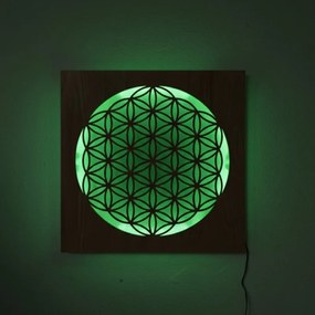 Drevená mandala Kvet života s LED podsvietením obraz na stenu  | SENTOP LED0198