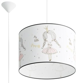 Detské závesné svietidlo Princess, 1x plastové tienidlo so vzorom, (fi 40cm)