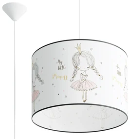 Detské závesné svietidlo Princess, 1x plastové tienidlo so vzorom, (fi 40cm)