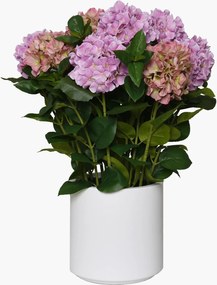 Umelá hortenzia HYDRANGEA v bielom kvetináči, výška 78 cm, ružová