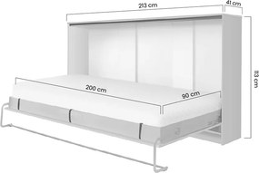 Sklápacia posteľ Basic horizontálna - 90x200 cm - biely lesk
