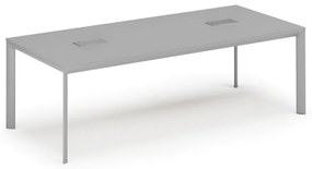 Rokovací stôl PRIMO INVITATION, 240x120 cm, sivá + 2x stolná zásuvka TYP I, strieborná