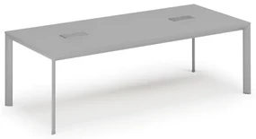 Rokovací stôl PRIMO INVITATION, 240x120 cm, sivá + 2x stolná zásuvka TYP I, strieborná