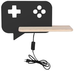 Candellux CONSOLE Nástenné svietidlo 5W LED IQ KIDS WITH CABLE, SWITCH AND PLUG BLACK 21-19684