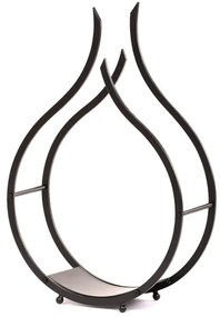 Autronic BONTEC Stojan na drevo ku krbu - tvar plameňa, kovový Farba: Čierna