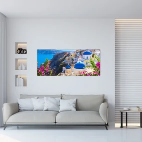 Obraz - Santorini, Grécko (120x50 cm)