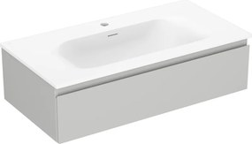 Mexen Orio, kúpeľňová skrinka 90 cm s umývadlom Vela, 1 zásuvka, šedá matná/biela matná, 91A10-09023-1-BF62-W23M01