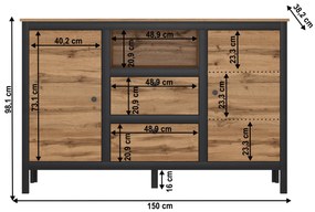 Komoda Lorcan 2d2s (dub wotan + čierna). Vlastná spoľahlivá doprava až k Vám domov. 1065273