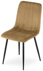 Hnedá zamatová stolička LAVA s čiernymi nohami