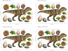 Tyranosaurus medzi skamenelinami realistické nálepky pre malých paleontológov na stenu arch 46 x 29 cm