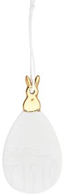 räder Závesná veľkonočná dekorácia Egg / mini Gold Rabbit