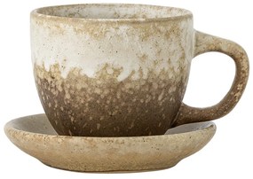 Bloomingville Keramická šálka s podšálkou Brenta Nature 185 ml