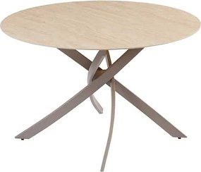 Okrúhly jedálenský keramický stôl Halia 120 cm travertín / šampanský