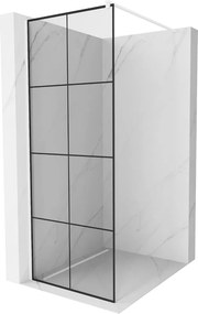 Mexen Kioto, Walk-In sprchová zástena 70 x 200 cm, 8mm sklo číre/čierny vzor, biely profil, 800-070-101-20-77