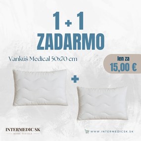 Vankúš MEDICAL 50x70 cm 1+1 zadarmo – antialergický so zipsom