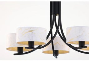 Jupiter 2104 - Luster na reťazi ARTHUR 5xE27/15W/230V biela/čierna/mramorový dekor
