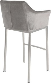 Barová stolička Damaso E - zamat, nerez 4-nohý rám - Sivá